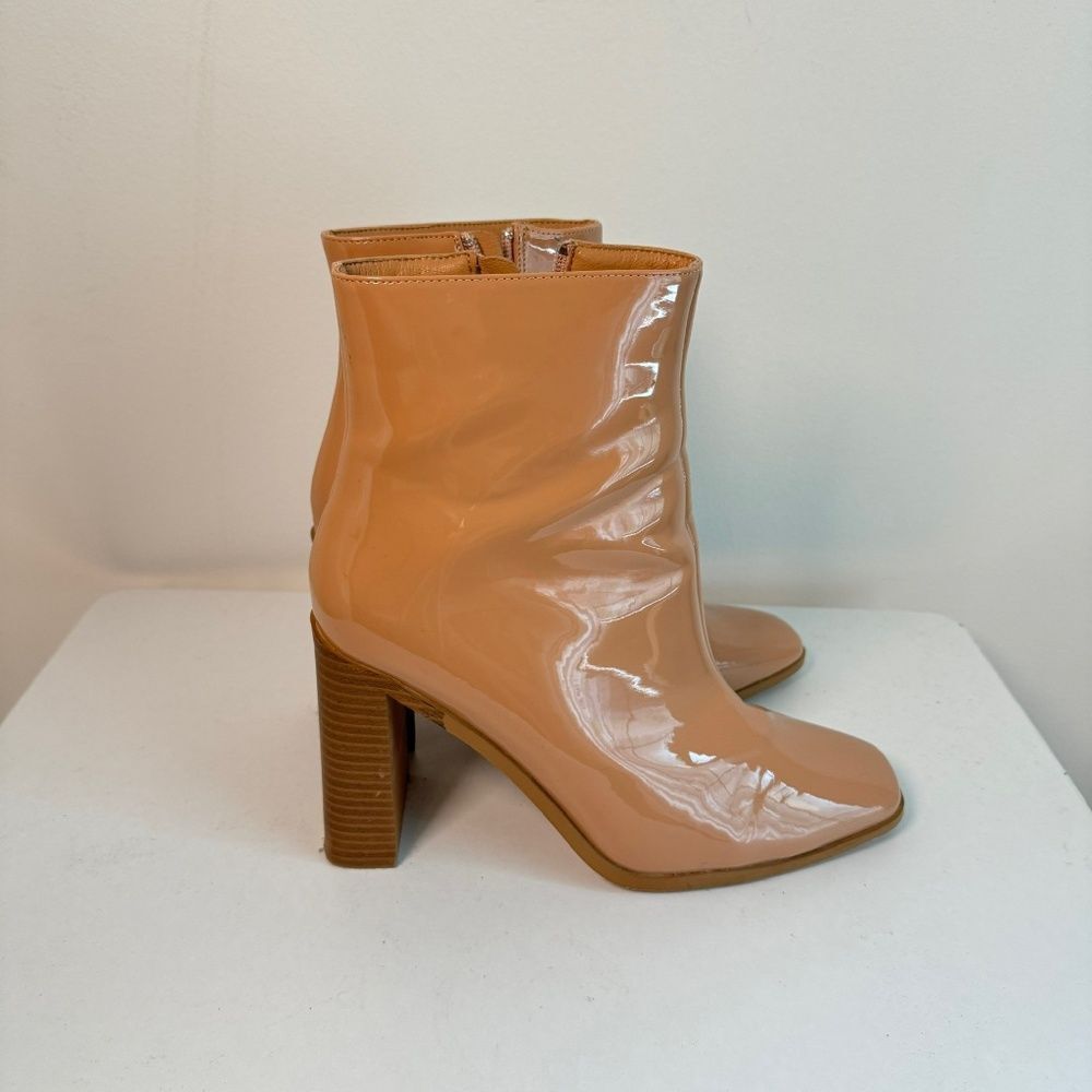 Glamorous- Beige Block Heel Boot In Patent - image 6